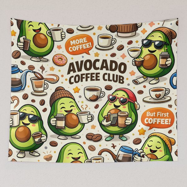Item preview, Avocado Coffee Club Pattern – Cute Coffee & Avocado Aesthetic Food Illustration designed and sold by WAUZ.