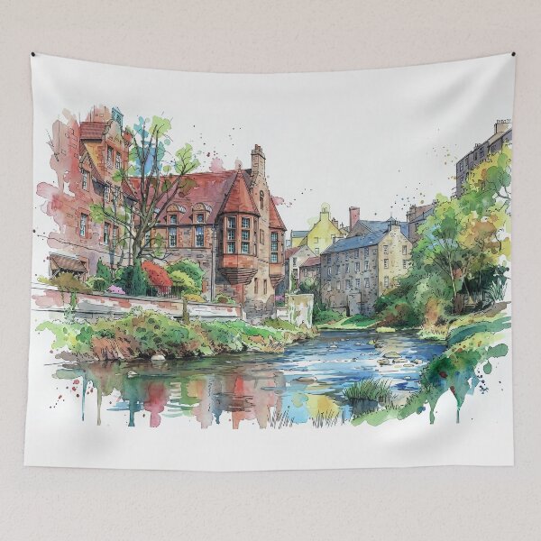 Item preview, Dean Village, Edinburgh Watercolour Painting designed and sold by davidelder.