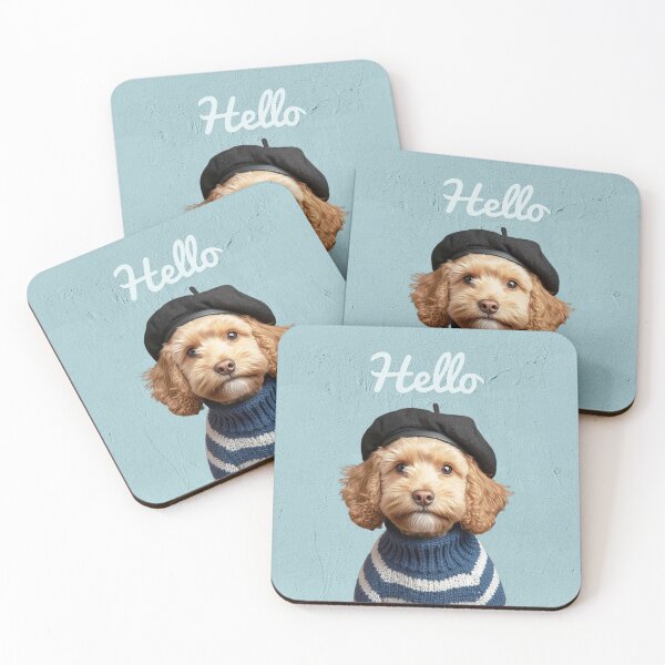 Item preview, Labradoodle dog wearing a beret designed and sold by FlowerFolie.