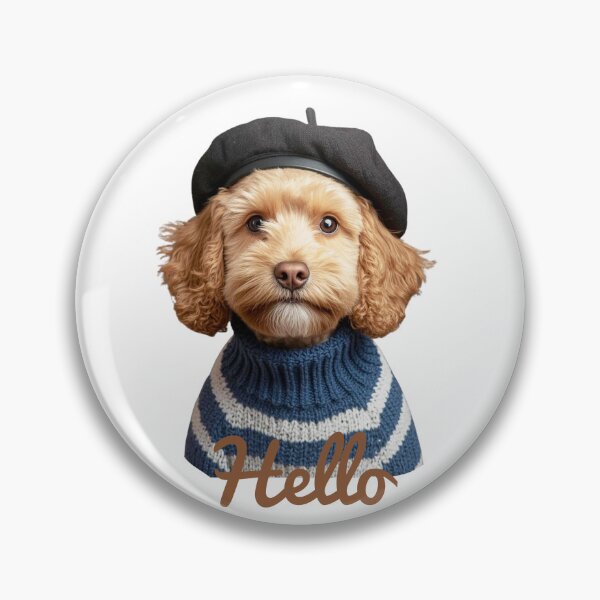 Item preview, Labradoodle dog wearing a beret designed and sold by FlowerFolie.