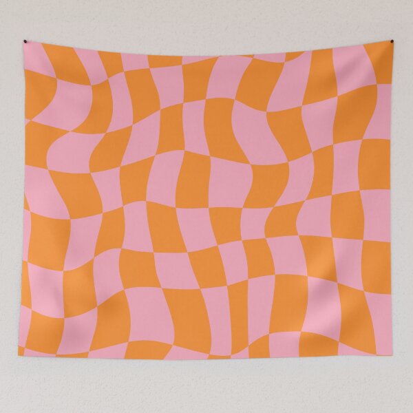 Item preview, Distorted Orange and Pink Check Grid designed and sold by OneThreeSix.
