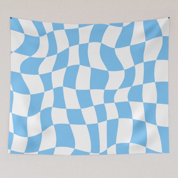 Item preview, Distorted Blue and White Check Wavy Grid designed and sold by OneThreeSix.