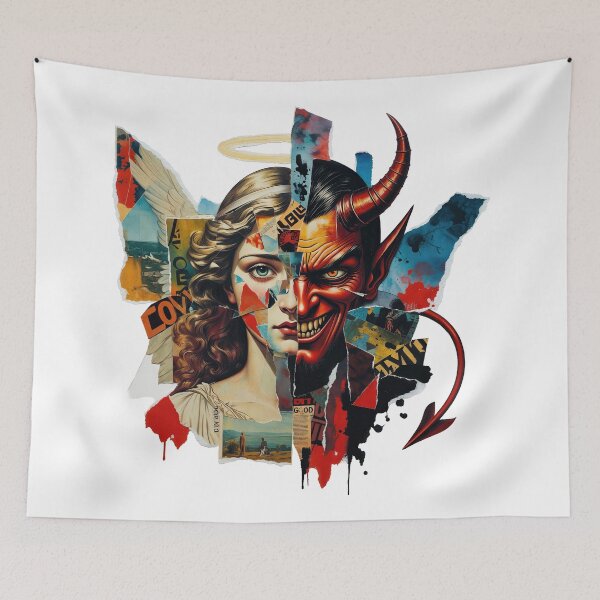 Item preview, Angel Devil Duality Collage Illustration designed and sold by OjingO.