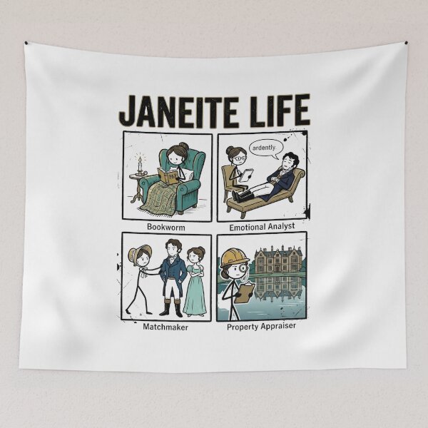 Item preview, Janeite Life Stick Figure Comic Funny Bookish Art designed and sold by Fenay Designs.