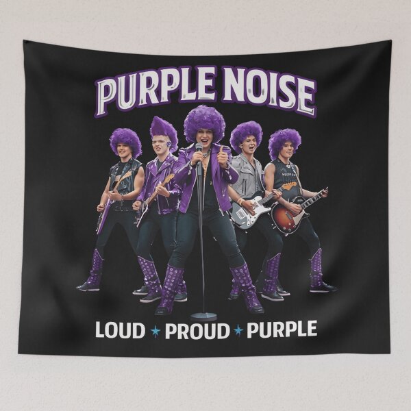 Item preview, Purple Noise Rock Band T-Shirt - Loud Proud Purple Graphic - Retro 80s Style Glam Rock Band with Purple Afros - Vintage Concert Tour Aesthetic Tee designed and sold by ZyxDes.