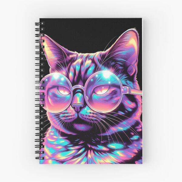 Artikelvorschau, Neon Cyber Cat with Pixel Hearts Illustration entworfen und verkauft von OjingO.