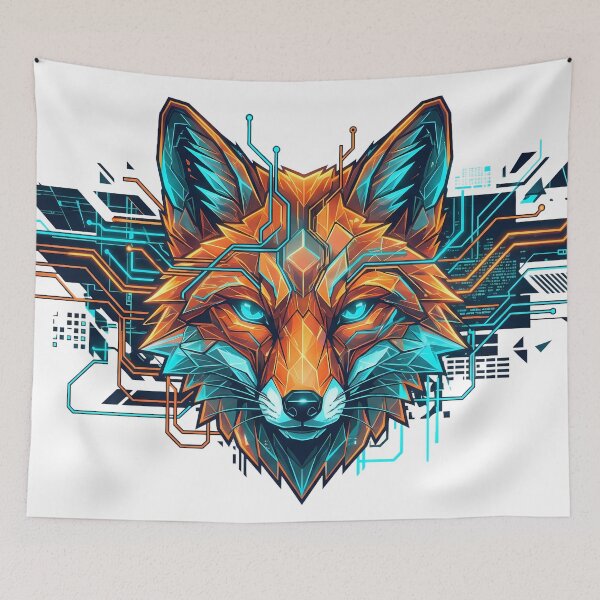 Item preview, Cyberpunk Fox - Geometric Neon Animal Design designed and sold by Neon Nature Studio.