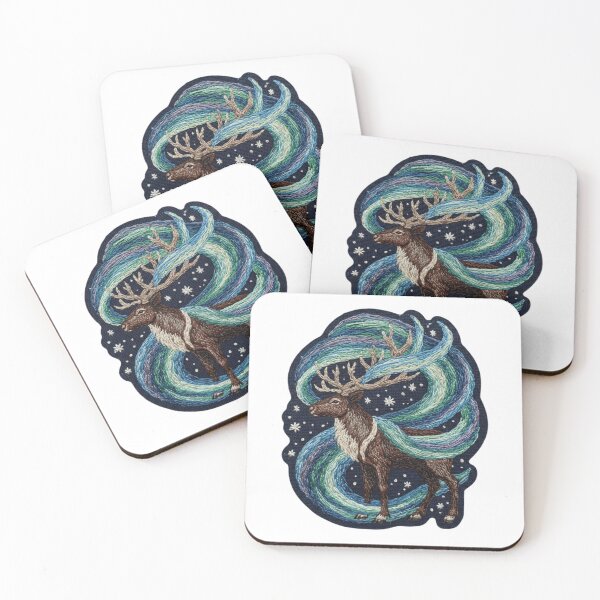Item preview, Aurora Guardian Reindeer Sticker | Mythic Nordic Patch Design designed and sold by Imaginarium of Chaos falcon88 .
