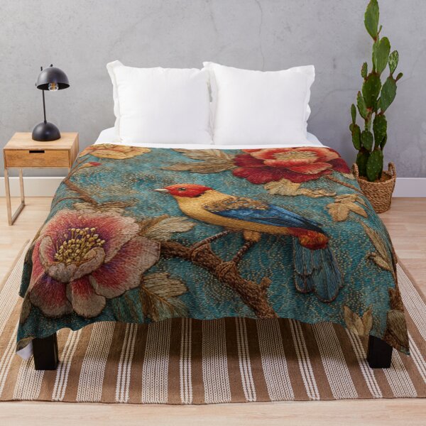Item preview, Chinese Chinoiserie Style Floral Colorful Bird Carpet designed and sold by GrinGalore.