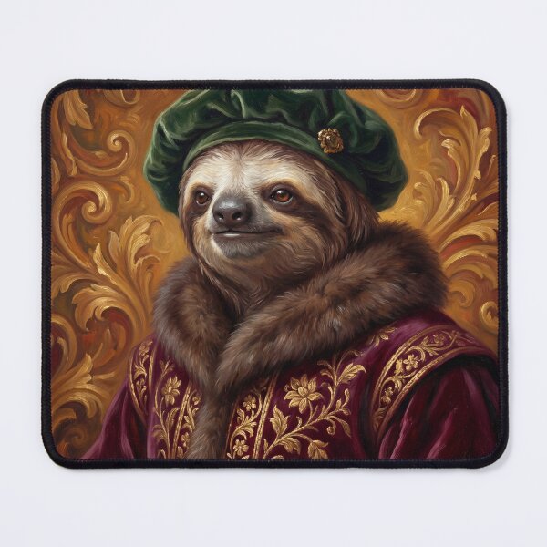 Item preview, Sloth Merchant cool animal Tudor style portrait art designed and sold by Vintage Designs +.