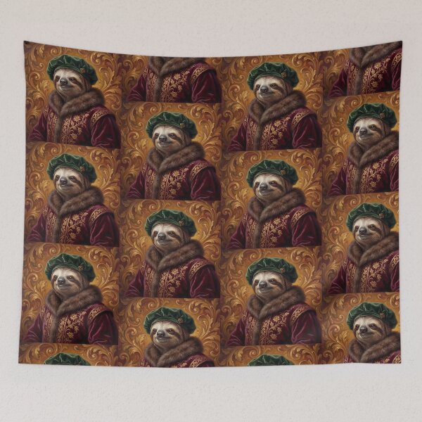Item preview, Sloth Merchant cool animal Tudor style portrait art designed and sold by Vintage Designs +.