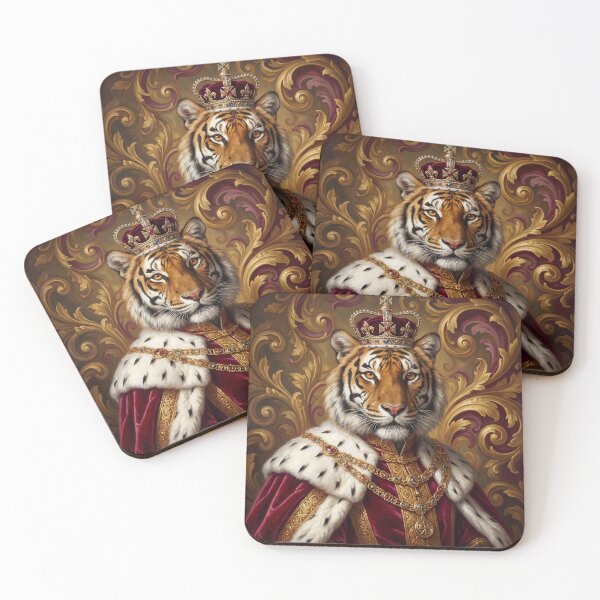 Item preview, Tiger King cool animal Tudor style portrait art designed and sold by Vintage Designs +.