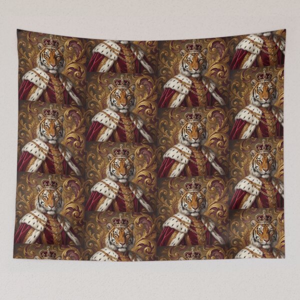 Item preview, Tiger King cool animal Tudor style portrait art designed and sold by Vintage Designs +.