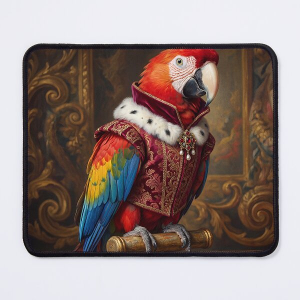 Item preview, Regal Macaw parrot cool animal Tudor style portrait art designed and sold by Vintage Designs +.
