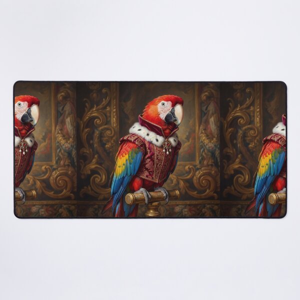 Item preview, Regal Macaw parrot cool animal Tudor style portrait art designed and sold by Vintage Designs +.