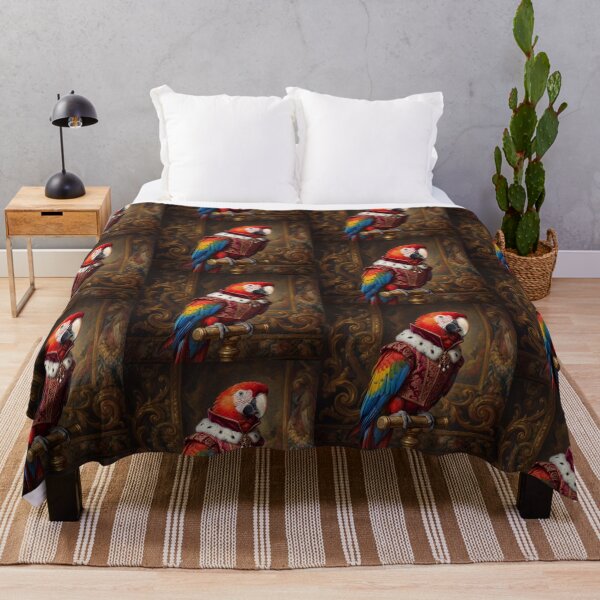 Item preview, Regal Macaw parrot cool animal Tudor style portrait art designed and sold by Vintage Designs +.