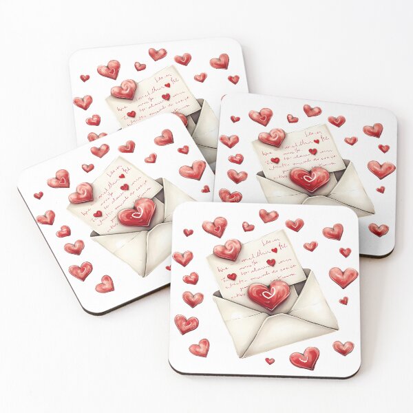 Item preview, Love Letter Envelope Saint Valentine's Day - Cute Watercolor Hearts & Note Art Print designed and sold by DesignArtist.ia.