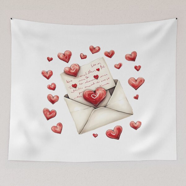 Item preview, Love Letter Envelope Saint Valentine's Day - Cute Watercolor Hearts & Note Art Print designed and sold by DesignArtist.ia.