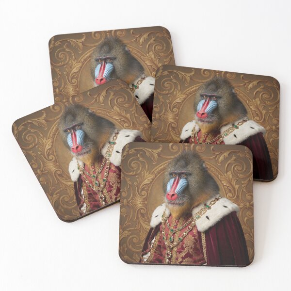 Item preview, Mandrill Noble cool animal Tudor style portrait art designed and sold by Vintage Designs +.