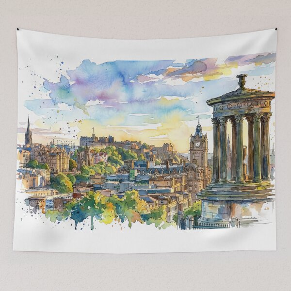 Item preview, Edinburgh Panorama Watercolour Painting designed and sold by davidelder.