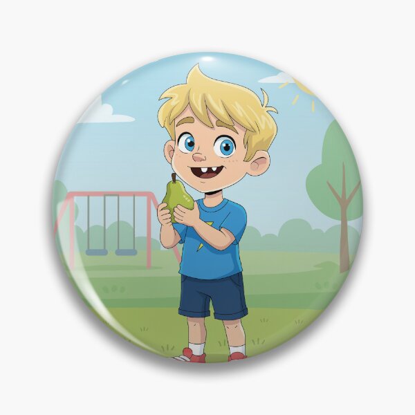 Item preview, Cute Boy Eating Healthy Fruit - Kids Summer Park Illustration - Bouno World designed and sold by BounoWorld.