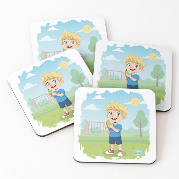 Item preview, Cute Boy Eating Healthy Fruit - Kids Summer Park Illustration - Bouno World designed and sold by BounoWorld.