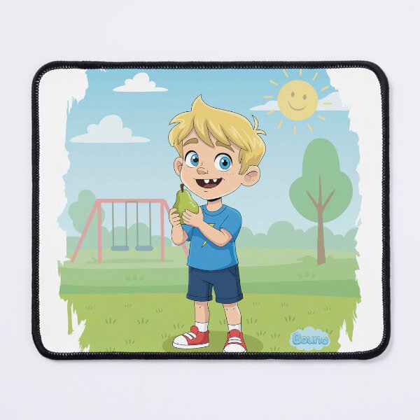 Item preview, Cute Boy Eating Healthy Fruit - Kids Summer Park Illustration - Bouno World designed and sold by BounoWorld.
