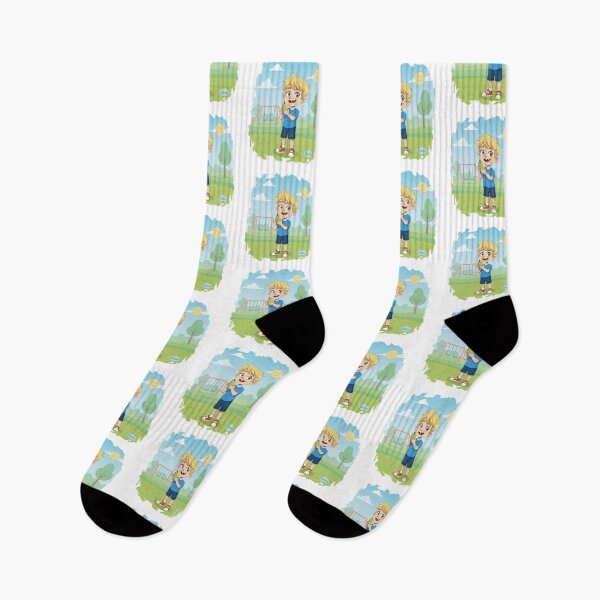 Item preview, Cute Boy Eating Healthy Fruit - Kids Summer Park Illustration - Bouno World designed and sold by BounoWorld.