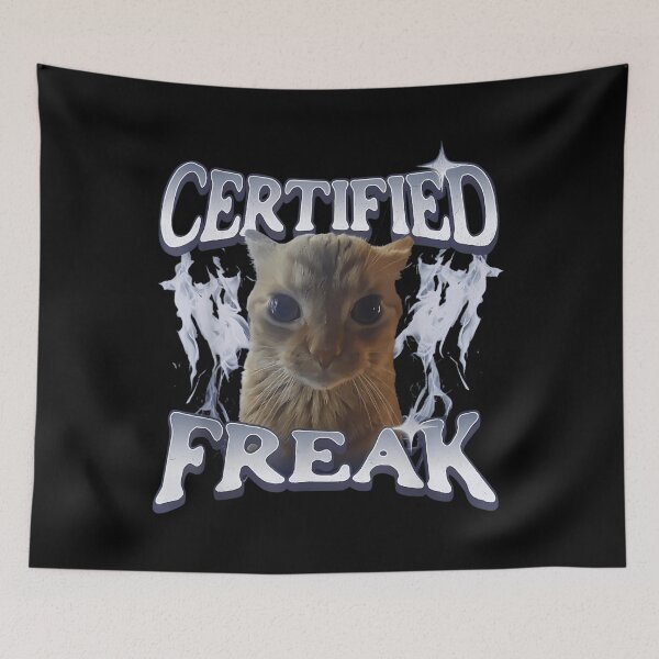 Item preview,  Certified Freak Orange Tabby Cat - Big Eyes Funny Meme Cat designed and sold by TogetherWeRise.