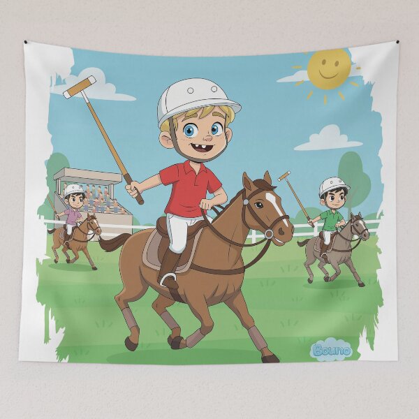 Item preview, Junior Polo Player on Horse - Kids Equestrian Sports - Bouno designed and sold by BounoWorld.