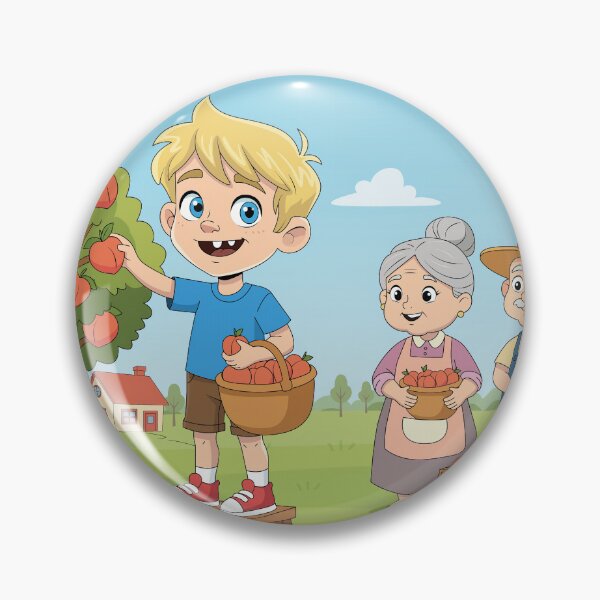 Item preview, Fruit Picking Day - Cute Boy with Grandparents - Bouno World designed and sold by BounoWorld.