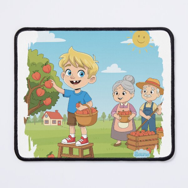 Item preview, Fruit Picking Day - Cute Boy with Grandparents - Bouno World designed and sold by BounoWorld.