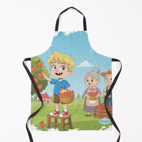 Item preview, Fruit Picking Day - Cute Boy with Grandparents - Bouno World designed and sold by BounoWorld.
