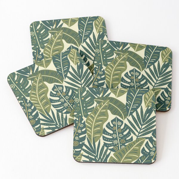 Item preview, Monstera Tropical Botanic Pattern - Scandinavian Folk Art by heidiannemorris © designed and sold by FOLK ART FUSION by heidiannemorris.