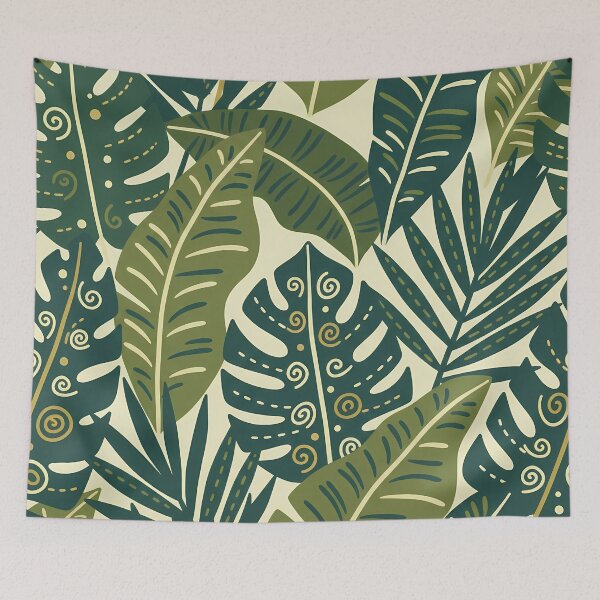Item preview, Monstera Tropical Botanic Pattern - Scandinavian Folk Art by heidiannemorris © designed and sold by FOLK ART FUSION by heidiannemorris.