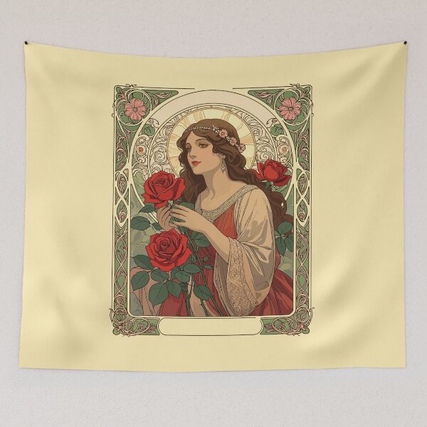 Item preview, Woman With Roses Vintage Illustration designed and sold by taiche.