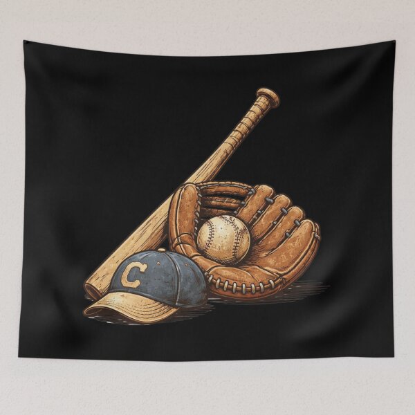 Item preview, Classic Baseball Gear – Glove Bat and Cap Vintage Sports Design designed and sold by RMTrendy.