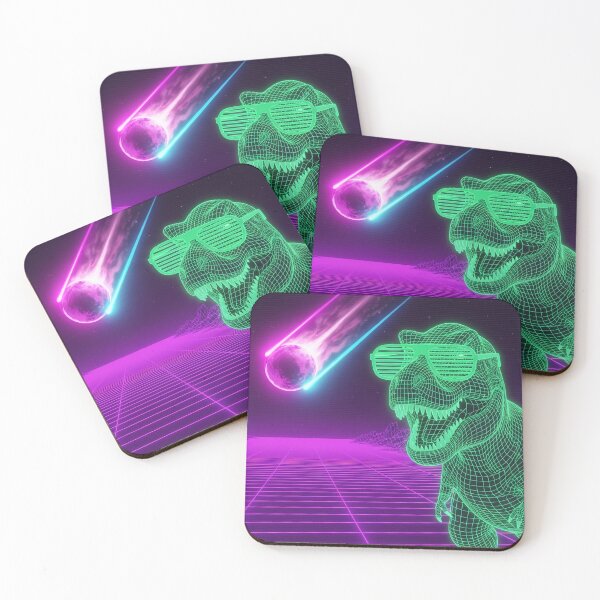 Item preview, Neon T-Rex - 80s Wireframe Portrait designed and sold by powersunlight.