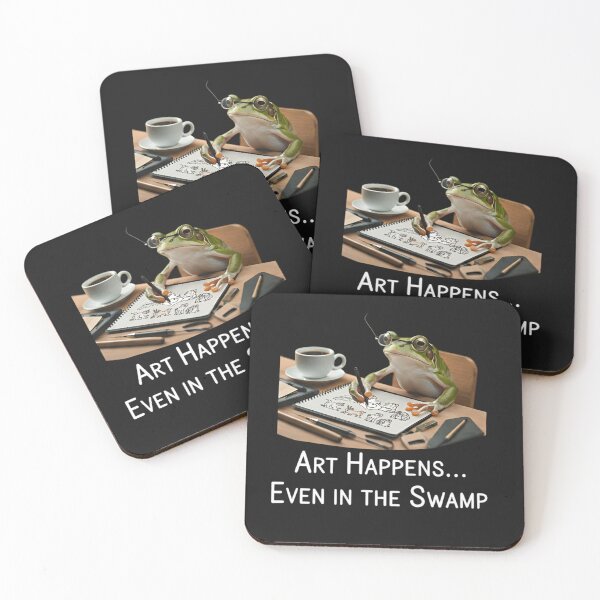 Item preview, Funny Frog Artist T-Shirt - Draw Your World Toadally Creative Graphic - Intellectual Tree Frog Illustrator with Coffee - Cute Amphibian Painter Art Gift designed and sold by ZyxDes.