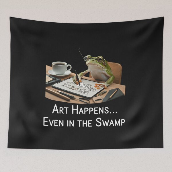 Item preview, Funny Frog Artist T-Shirt - Draw Your World Toadally Creative Graphic - Intellectual Tree Frog Illustrator with Coffee - Cute Amphibian Painter Art Gift designed and sold by ZyxDes.