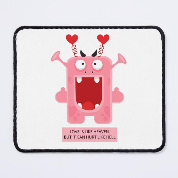 Item preview, Illustration with Monster and Text "Love Is Like Heaven But It Can Hurt Like Hell" designed and sold by AlginaPugachova.