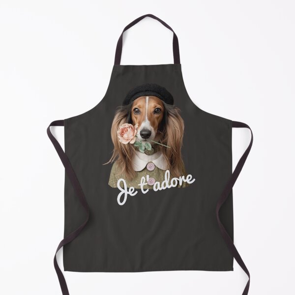 Aperçu de l'œuvre Chien saluki romantique avec béret, robe et rose créée et vendue par FlowerFolie.