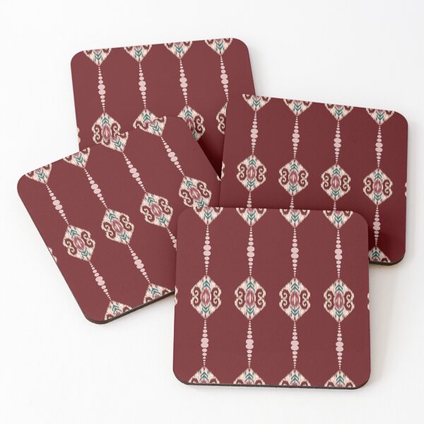 Item preview, Red geometric Ikat pattern inspired by traditional tie-dye techniques, featuring distinctive imperfect lines and ethnic craftsmanship aesthetics. designed and sold by Line-Aura.