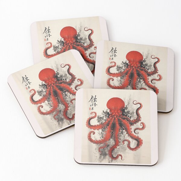 Item preview, Japan Gyotaku Tradition Japanese Calligraphy Octopus designed and sold by waikibi ⭐⭐⭐⭐⭐.