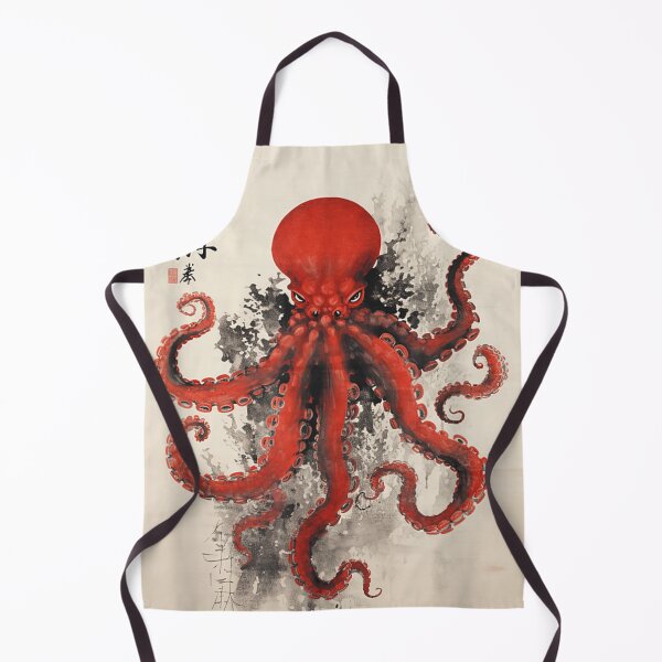 Item preview, Japan Gyotaku Tradition Japanese Calligraphy Octopus designed and sold by waikibi ⭐⭐⭐⭐.