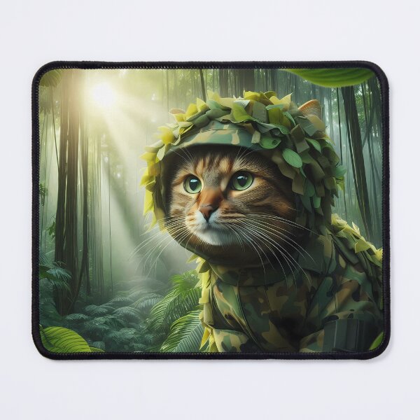 Item preview, Jungle Jade Woodland Camo Cat designed and sold by CyberPawArt.