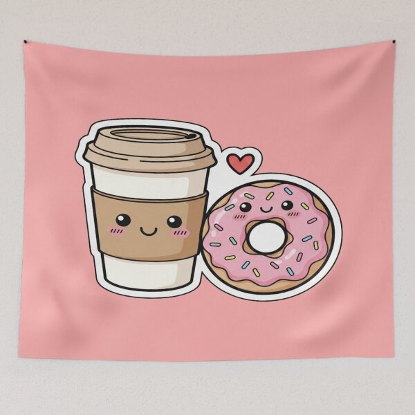 Item preview, Perfect Match Coffee and Donut | Cute Kawaii Valentine | Better Together Sticker Art designed and sold by Thaliandra.