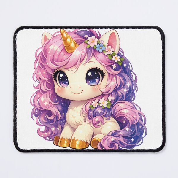 Item preview, The Dreamer: Adorable Chibi Galaxy Unicorn with Pink Curls designed and sold by kadryshop.