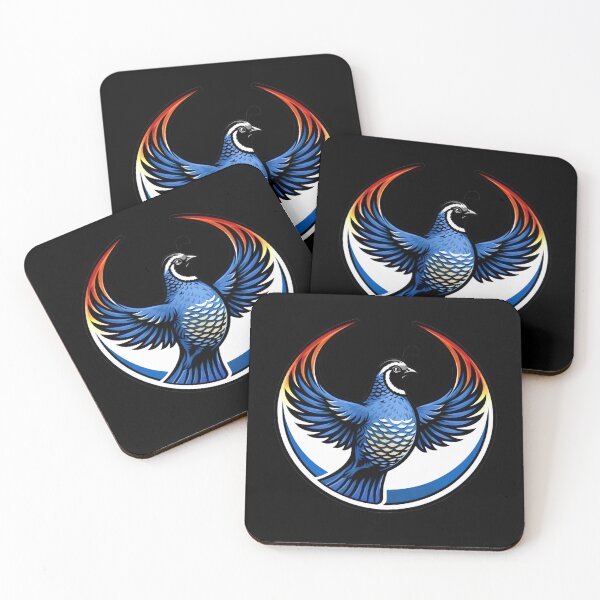 Item preview, California Quail Rising in Flame-Winged Emblem designed and sold by margamPagenberg.