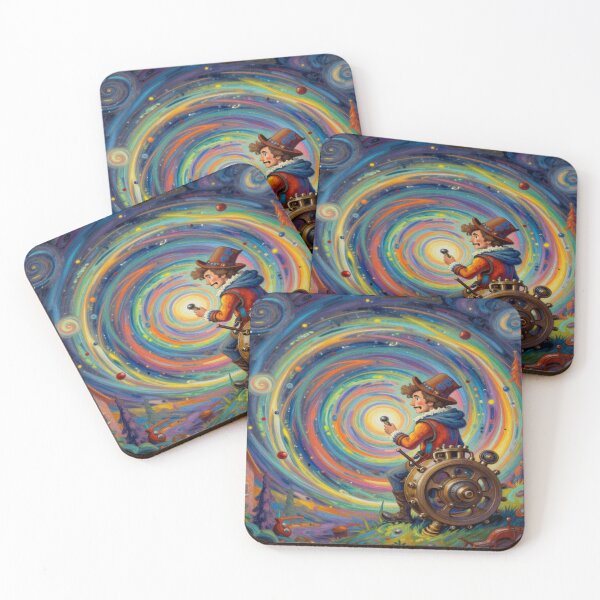 Item preview, Surreal time traveler in a cosmic landscape with vintage charm and imaginative depth designed and sold by FotoworldEdel.